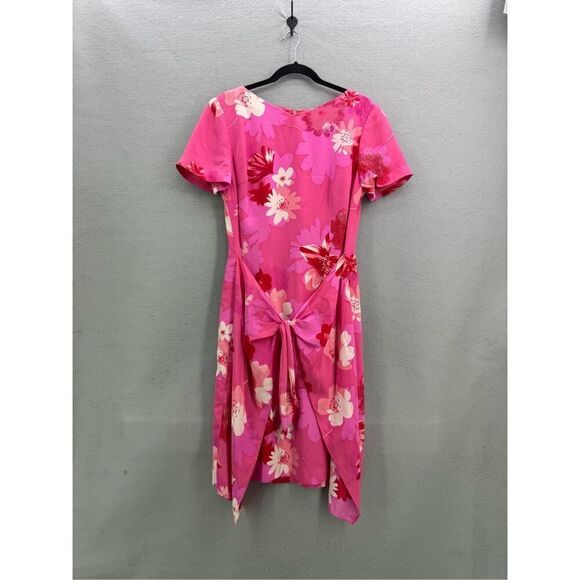 Vintage Maggy London Womens Pink Floral 100% Silk Mini Dress Size 10 - Picture 1 of 7